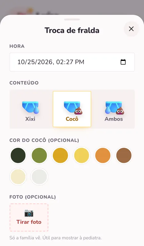 Troca de fralda com foto